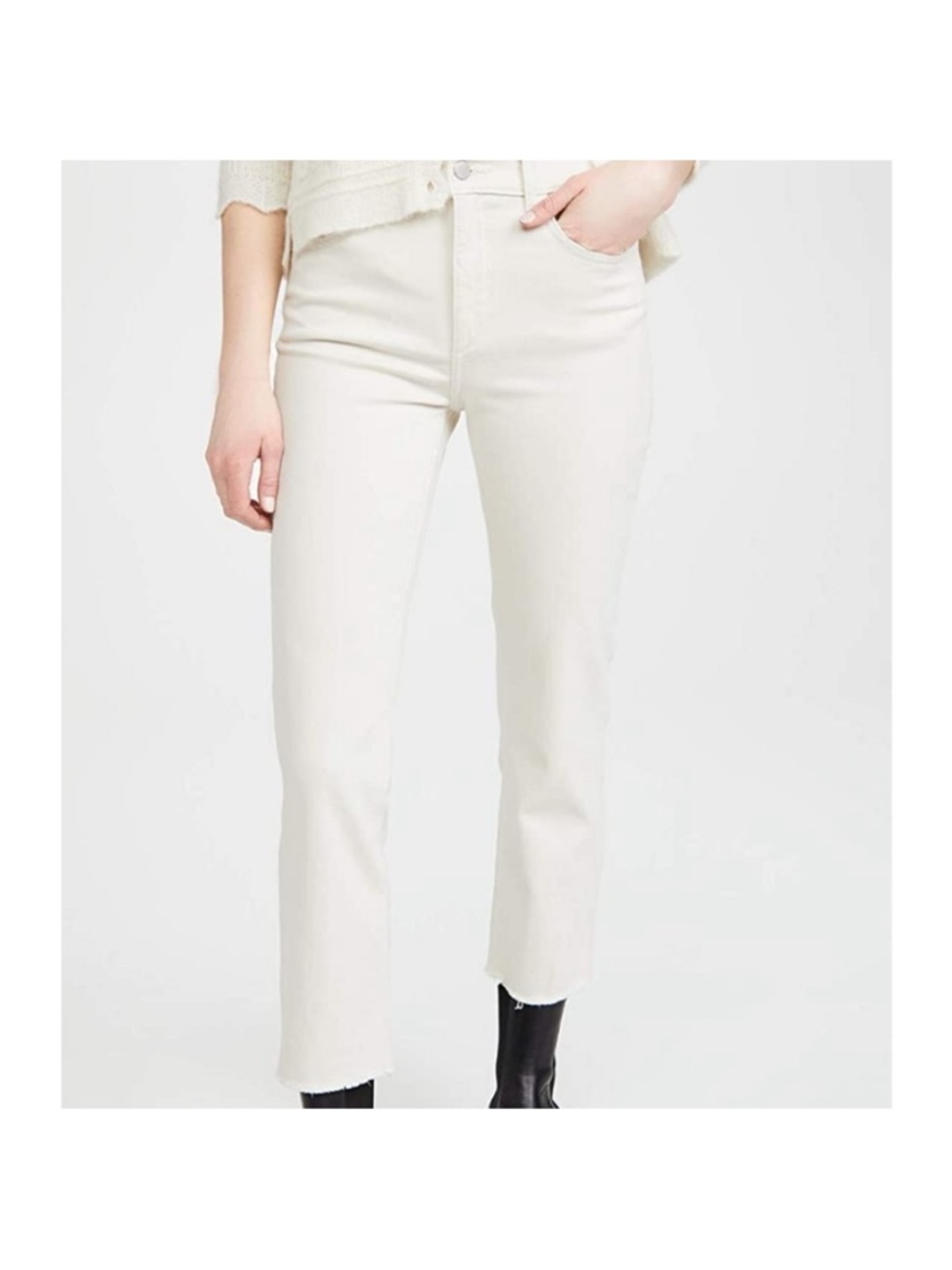 DL1961 Vintage Patti Straight High Rise Ankle Jeans, Ecru, size 25